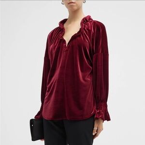 Finley Crosby Flounce-Trim Velvet Blouse Women’s Size 2X-Large NWT